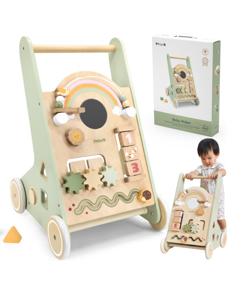 VIGA PolarB Wooden Push Walker Green Educational