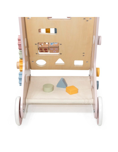 VIGA PolarB Medinė stumiama vaikštynė rožinė edukacinė