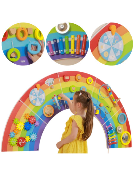 VIGA Wooden Sensory-Manipulation Board EDU Rainbow FSC Certificate