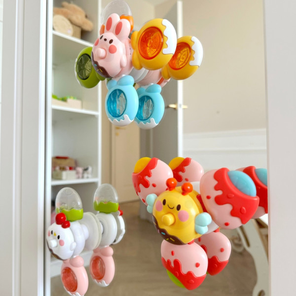 WOOPIE BABY Sensorinis žaislas su suktuku, bitė, višta, triušis, keičiami, 3 vnt.