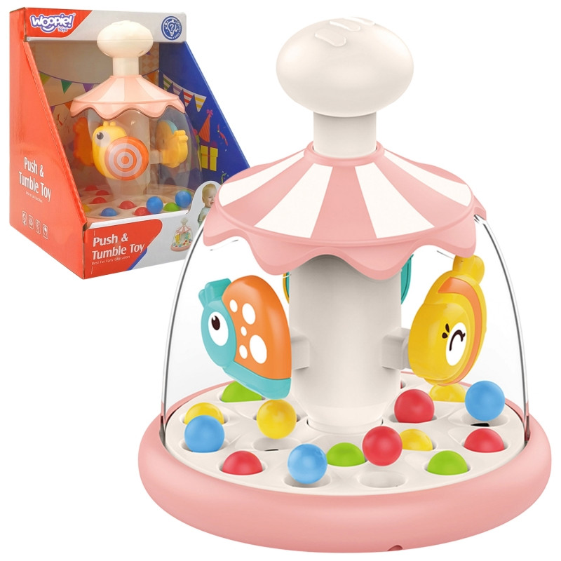 WOOPIE BABY Colorful Animals Pink Spinner with Balls Carousel