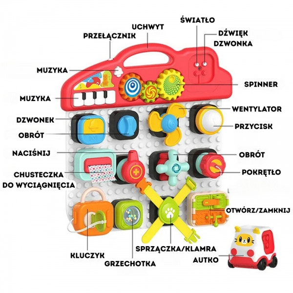 WOOPIE BABY Montessori manipuliavimo lenta Spalvotas veiklos skydelis