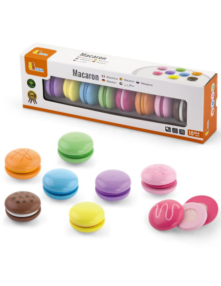 VIGA Wooden Cookies Colorful Cookies Macaroon Set 8 pcs
