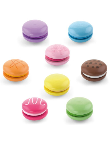 VIGA Wooden Cookies Colorful Cookies Macaroon Set 8 pcs
