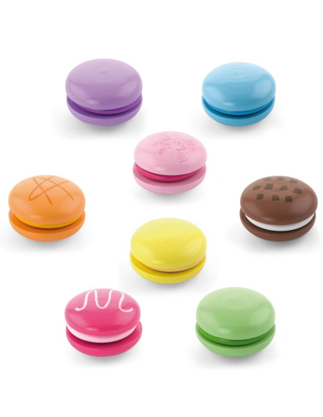 VIGA Wooden Cookies Colorful Cookies Macaroon Set 8 pcs