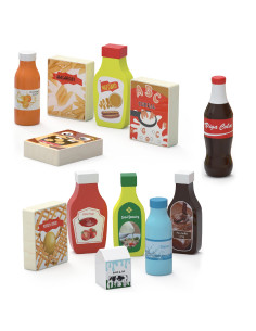 VIGA Wooden Snacks and Drinks Set of 12 Food Items