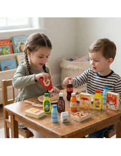 VIGA Wooden Snacks and Drinks Set of 12 Food Items 2