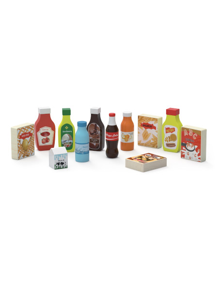 VIGA Wooden Snacks and Drinks Set of 12 Food Items
