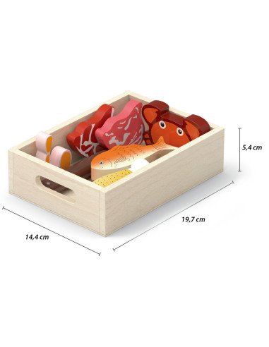 VIGA Wooden Food Box Set for Breakfast, Fish, Meat, Dairy