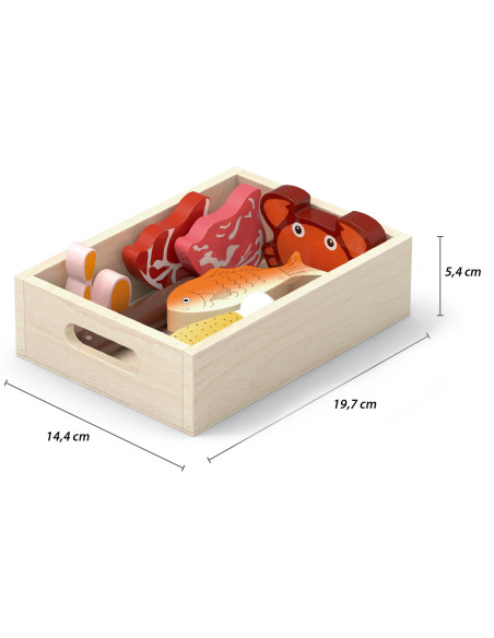 VIGA Wooden Food Box Set for Breakfast, Fish, Meat, Dairy