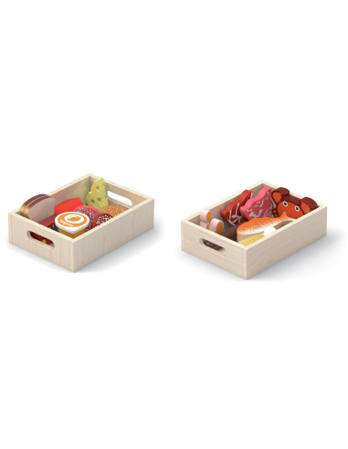 VIGA Wooden Food Box Set for Breakfast, Fish, Meat, Dairy