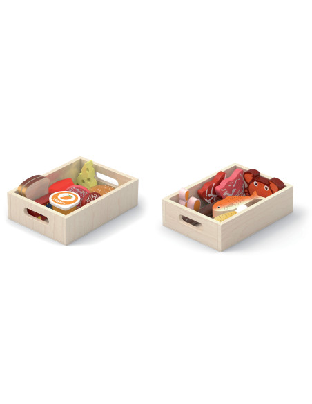 VIGA Wooden Food Box Set for Breakfast, Fish, Meat, Dairy