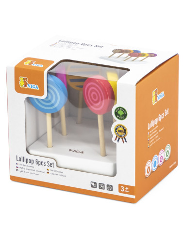 VIGA Wooden Colorful Lollipops Set of 6