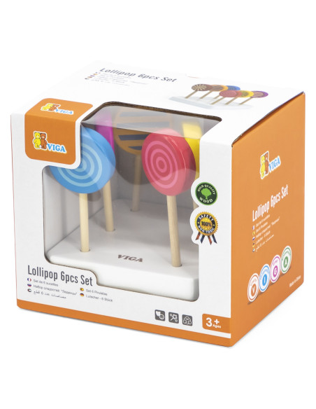 VIGA Wooden Colorful Lollipops Set of 6