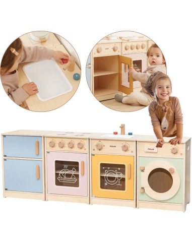VIGA PolarB Wooden Kitchen Set XL Washing Machine Stove Dishwasher