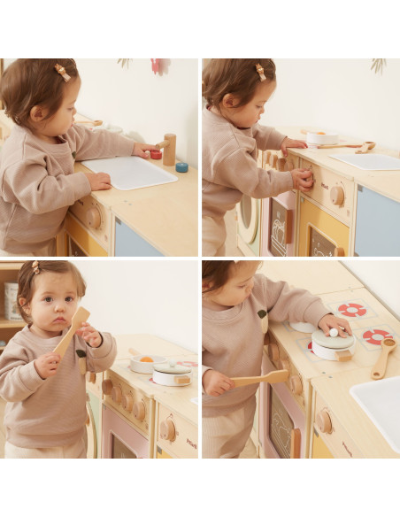 VIGA PolarB Wooden Kitchen Set XL Washing Machine Stove Dishwasher