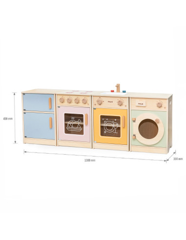 VIGA PolarB Wooden Kitchen Set XL Washing Machine Stove Dishwasher