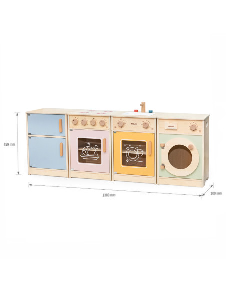 VIGA PolarB Wooden Kitchen Set XL Washing Machine Stove Dishwasher