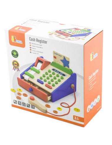 VIGA Wooden Cash Register with Montessori Scanner Accessories