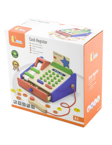 VIGA Wooden Cash Register with Montessori Scanner Accessories