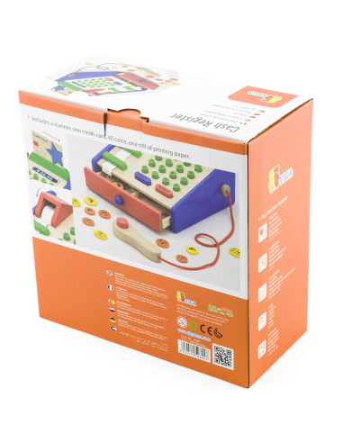 VIGA Wooden Cash Register with Montessori Scanner Accessories