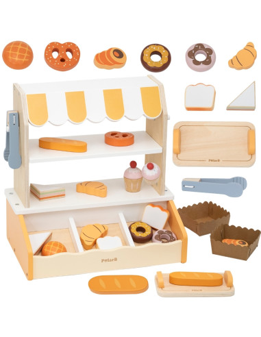 VIGA Wooden Mini Bakery Shop Baked Goods Stand 16 pcs.