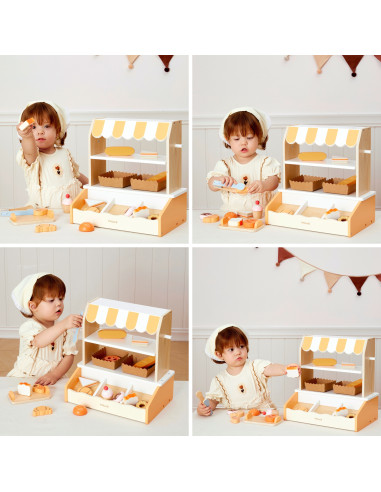 VIGA Wooden Mini Bakery Shop Baked Goods Stand 16 pcs.