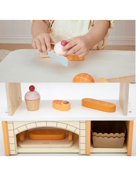VIGA Wooden Mini Bakery Shop Baked Goods Stand 16 pcs.