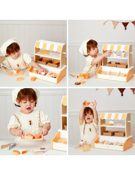 VIGA Wooden Mini Bakery Shop Baked Goods Stand 16 pcs.