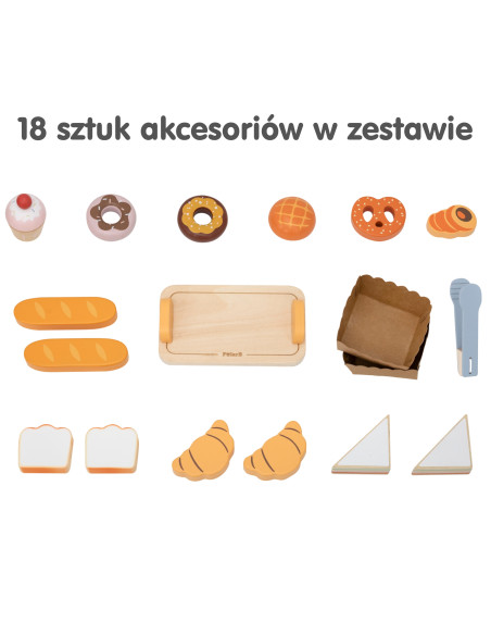 VIGA Wooden Mini Bakery Shop Baked Goods Stand 16 pcs.