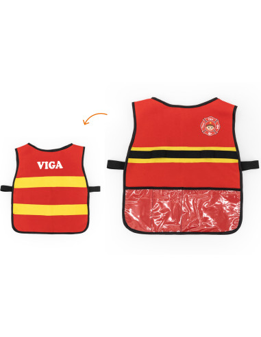 VIGA Little Firefighter Set Vest + Wooden Accessories 8 pcs.