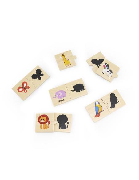VIGA Wooden Puzzle Set Animal Match Shadow Puzzle