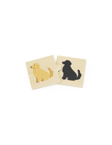 VIGA Wooden Puzzle Set Animal Match Shadow Puzzle