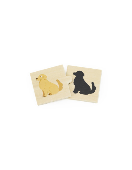 VIGA Wooden Puzzle Set Animal Match Shadow Puzzle