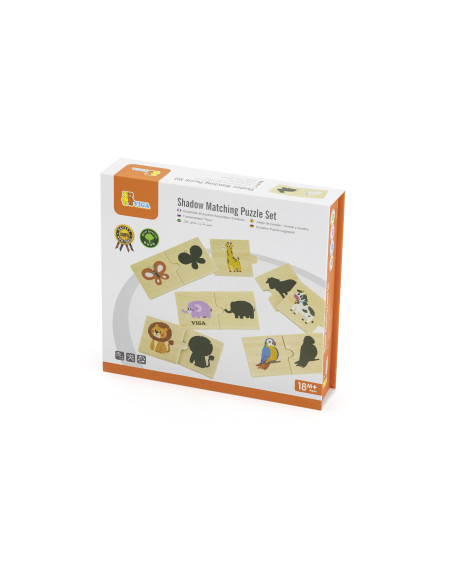 VIGA Medinių dėlionių rinkinys "Animal Match Shadow Puzzle