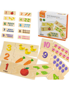 VIGA Wooden Puzzle Set Match Numbers Montessori Puzzle