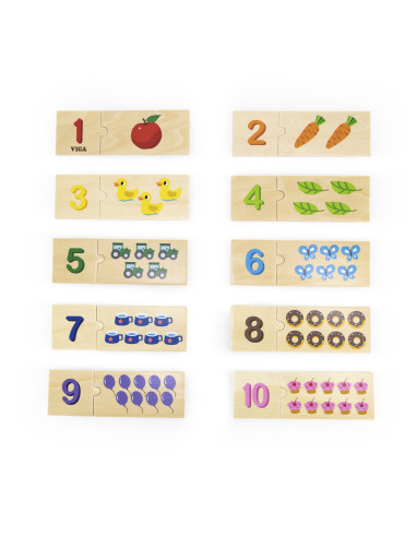 VIGA Wooden Puzzle Set Match Numbers Montessori Puzzle