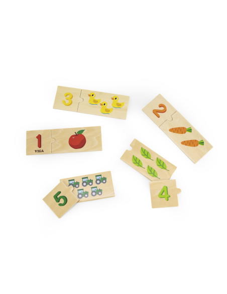 VIGA Wooden Puzzle Set Match Numbers Montessori Puzzle