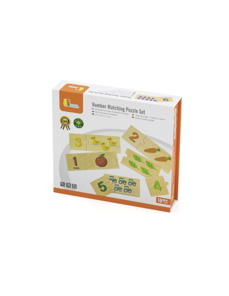 VIGA Wooden Puzzle Set Match Numbers Montessori Puzzle