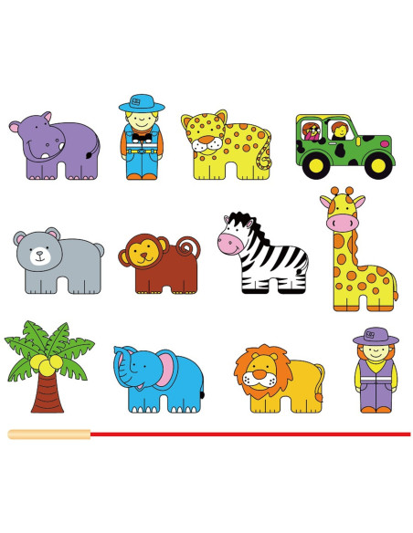 VIGA Wooden Threading Game Intertwining Blocks Safari ZOO Montessori