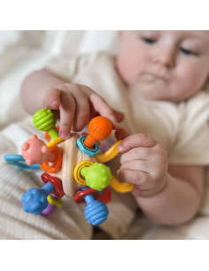 WOOPIE BABY minkštas barškutis 2in1, sensorinis žaislas kūdikiams 0m+ 2