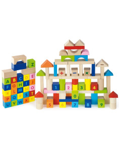 VIGA Wooden Educational Blocks 100 pcs. Numbers and Letters 2