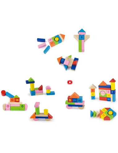 VIGA Wooden Educational Blocks 100 pcs. Numbers and Letters