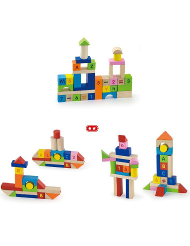 VIGA Wooden Educational Blocks 100 pcs. Numbers and Letters