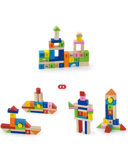 VIGA Wooden Educational Blocks 100 pcs. Numbers and Letters