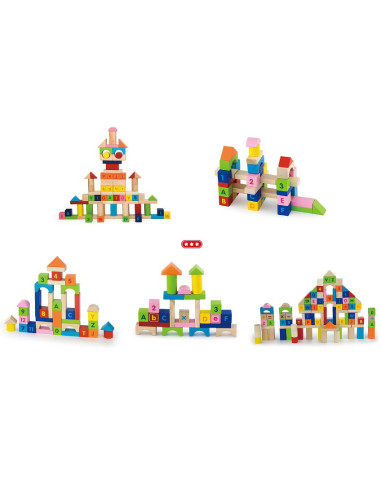 VIGA Wooden Educational Blocks 100 pcs. Numbers and Letters