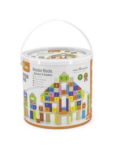 VIGA Wooden Educational Blocks 100 pcs. Numbers and Letters