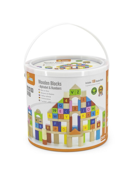 VIGA Wooden Educational Blocks 100 pcs. Numbers and Letters