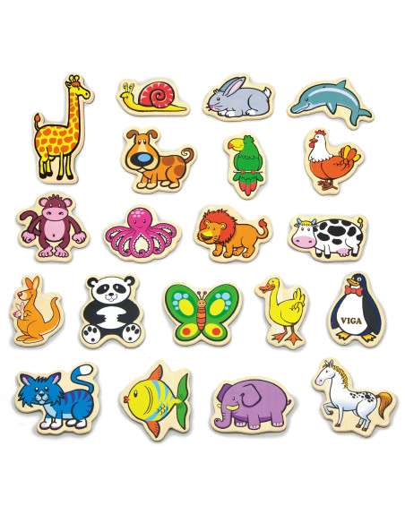 VIGA Wooden Magnets Animals set of 20 pieces