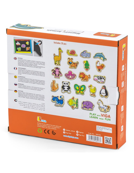 VIGA Wooden Magnets Animals set of 20 pieces